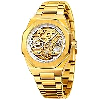Gosasa Men's Automatic Mechanical Watch Stainless Steel Skeleton Waterproof Male Clock Business Watches for Men