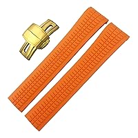 21mm Rubber Watchband for Patek Aquanaut Philippe for PP 5164A 5167A Silicone Watch Strap Braceletes Waterproof (Color : Orange Golden, Size : 21mm)