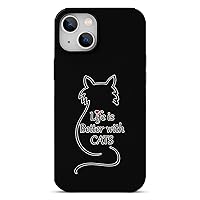 Life Better with Cats Heart Fiber Skin Phone Case Shockproof Phone Cover Protective Cover Case Mobile Case Compatible with iPhone 13
