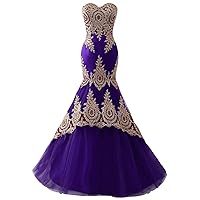 Women's Women's Mermaid Evening Dresses Backless Formal Long Party Prom Gown with Embroidery