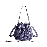 JINMANXUE Fashion Hollow Bucket Tote Bag For Women, Crossbody Female Handbag Woven Silk bag Leisure Leather Shoulder Bag