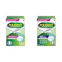 Polident Smokers Denture Cleanser Tablets - 120 Count & Overnight Whitening Denture Cleanser Tablets - 120 Count