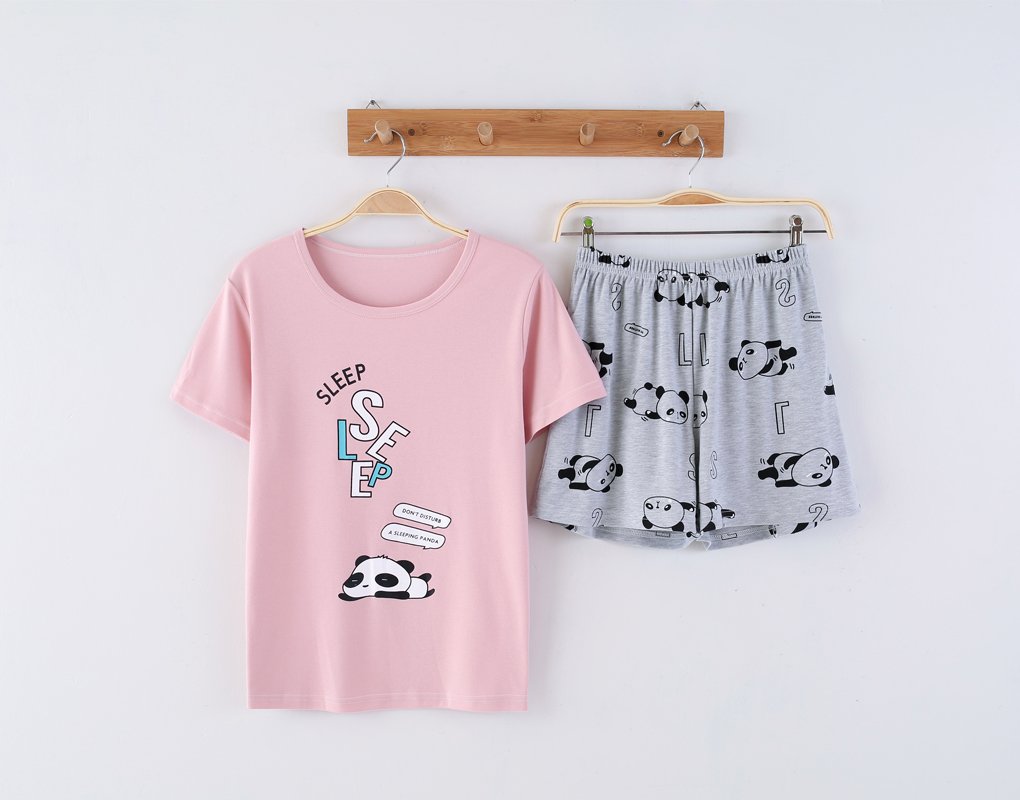Vopmocld Big Girls' Lovely Sleepy Panda Sleepwears Cute Cartoon 2PCS Pajama Sets