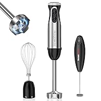 20-Speed Immersion Hand Blender with Whisk for Smoothies Puree Baby Food, and Milk Frother Handheld for Coffee-Bundle