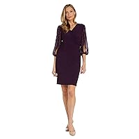 R&M Richards Women's Elegant 3/4 Sheer Sleeve Cocktail Dress