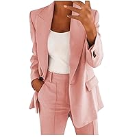 2 Piece Outfits for Women Fashion Blazer Jacket High Waist Wide Leg Pants Suits Sets Fitted Casual Formal Blazer Set