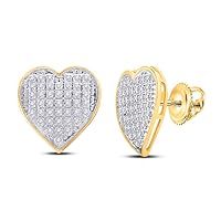 10K Yellow Gold Diamond Heart Screwback Earrings 1/4 Ctw.