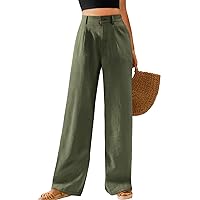 Feiersi Womens Casual Wide Leg Pants High Waisted Button Down Straight Long Trousers Palazzo Pants
