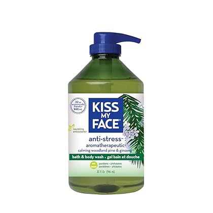 Kiss My Face Anti-stress Bath and Shower Gel, Moisturizing Body Wash, Value Size 32 oz (845074-400)