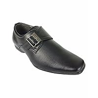 Boys Faux Leather Monk Buckle Black Dress Shoes Formal Prom Classic Footwear