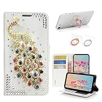STENES Bling Wallet Case Compatible with Samsung Galaxy S8 Active - Stylish - 3D Handmade Peacock Design Leather Cover with Ring Stand Holder [2 Pack] - Multicolor