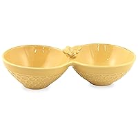 Boston International Embossed Stoneware Divided Serving Bowl, 10 x 5-Inches, Honeycomb