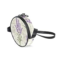 Floral Lavenders Vintage Round Crossbody Bag Circle Purse Messenger Bag