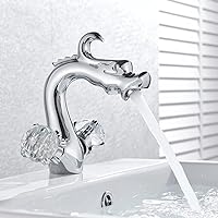 HIGOH Faucets,Basin Mixer Tap Newly Chrome Bathroom Sink Faucet, Basin Mixer Tap, Style Vessel Faucet 2 Handles Bath Faucet Basin Taps Water Faucet for Bathroom Kitchen/Chrome a