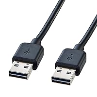 Sanwa Supply KU-RAA2 Double-Sided USB Cable (A-A Type), 6.6 ft (2 m), Black