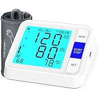 Blood Pressure Monitor for Home Use, Upper Arm BP Cuff Kit for 8.7-17 inches 180 Memories, Automatic Blood Pressure Machine with Large Display Batteries Include
