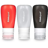 Thinksport Refillable Travel Tubes, Set of 3 | Silicone, Leak Proof, TSA Approved Size, Squeezable | Cosmetics, Toiletries, Liquids, Accessories - 3oz, multi (Pack of 3)