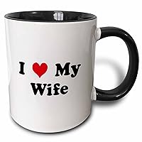 3dRose I Love My Wife-Two Tone Black Mug, 1 Count (Pack of 1), Multicolored