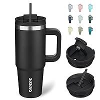 BJPKPK 30oz Stainless Steel Insulated Tumbler With Handle And Lid Straw Travel Coffee Mug Thermal Cup,Black