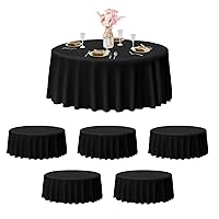 EMART Round Tablecloth 120 Inch Black (6 Pack) Circular 180GSM 100% Polyester Fabric Table Cover for Dinning, Kitchen, Picnic, Wedding and Birthday Party