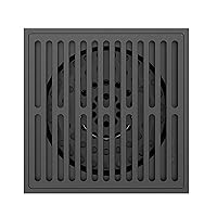 Square Shower Floor Drain Black, 4 Inches Brass Drain Pipe Contemporary with Removable Strainer for Family Bathroom Hotel Balconies