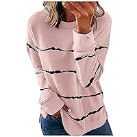 Long Sleeve Shirts For Women Crew Neck Vintage Sweatshirt Going Out Tops Casual Work Daily Pullover Girls Outfits