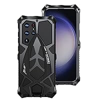 Phone Case for Galaxy S23 Ultra 5g Metal Cover for Man 2023 Heavy Duty Military Protective Tough Case for Samsung S23ultra - Black
