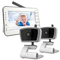 Moonybaby No WiFi Baby Monitor with 2 Cameras, 12hr Long Battery Life, 1000ft Long Range, 4.3