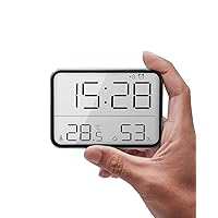 Smart Digital Alarm Clock, w/Magnetic Attraction, Indoor Temperature Humidity, HD Screen Hour Date, Battery Operated - Black