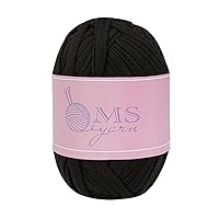 Thick Knitting Yarn, Elastic Fabric Cloth T Shirt Yarn, Spaghetti Yarn for Hand DIY Bag Blanket Cushion Crocheting Projects,3.3 Oz, 30 Yard (Black)