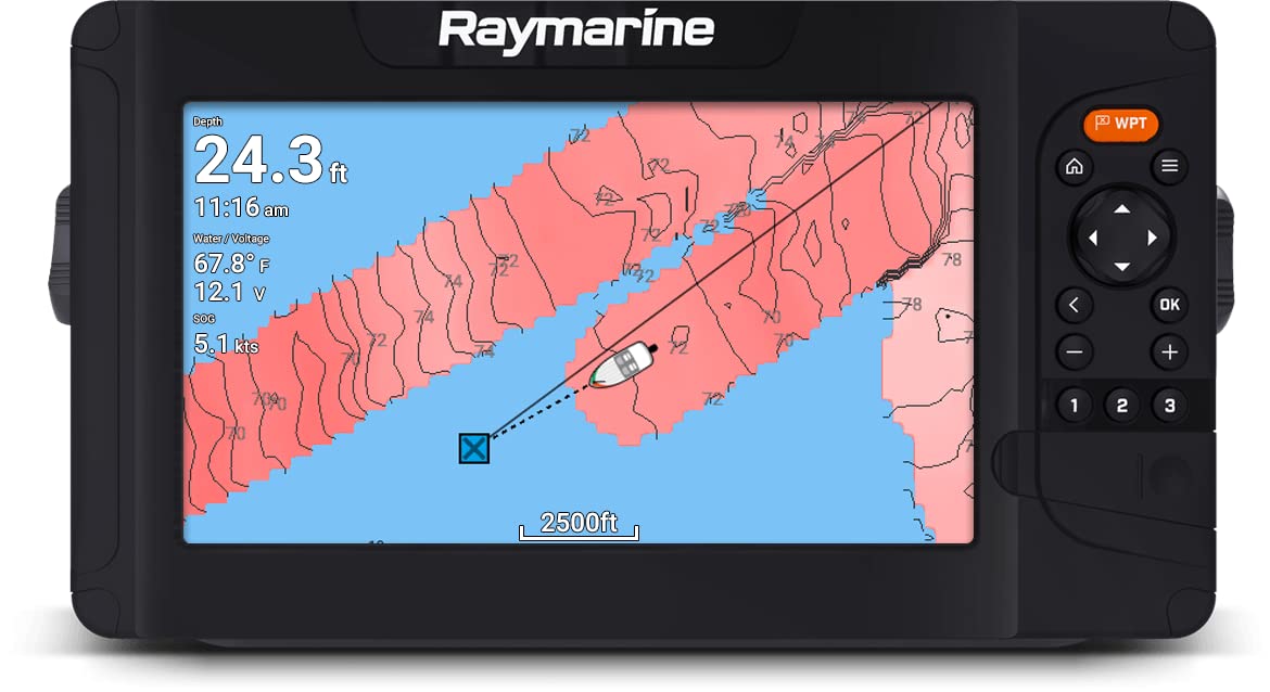 Raymarine Element 7 HV - 7'' Chart Plotter with Chirp Sonar, HyperVision, Wi-Fi, GPS, HV-100 transducer, Lighthouse North America Chart, Black (E70532-05-102)