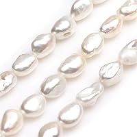 Natural Freeform Freshwater Cultured Pearls Beads for Jewelry Making DIY (9x12mm/White Pearls)