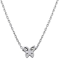 ABHI Created Dainty Butterfly Pendant Necklace 925 Sterling Silver 14K White Gold Over for Women's & Girl's