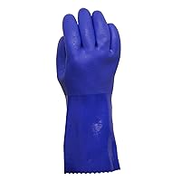 12530-06 PVC Coated Heavy Duty Rubber Gloves For Handling Chemicals And Dish Washing Blue, Large