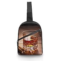 Brown Liquor In Cup Cross Chest Bag Crossbody Backpack for Women Men Sling Bag Travel Hiking Daypack