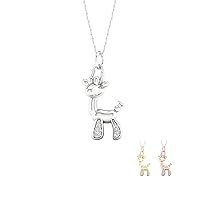 1/20ct Diamond Animal Charm Necklace in Sterling Silver - Giraffe