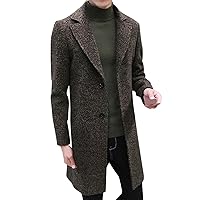 Men's Jackets Plus Size Trench Coat For Men Slim Fit Notched Collar Long Jacket Overcoat Single Breasted Pea Coat