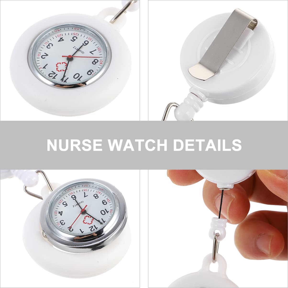 POPETPOP Retractable Nurse Watch- Unisex Nurse Watches Clip On Nursing Watch for Nurses Doctors Silicone Cover Fob Pocket Watch