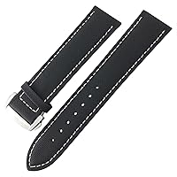 Nylon Canvas Watch Band for Omega Seamaster Diver 300 for Rolex for Seiko SKX for Tissot，for Longines Leather 19mm 20mm 21mm 22mm Watch Strap (Color : Black White, Size : 20mm Silver Buckle)