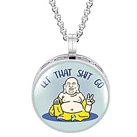 Wild Essentials Let it Go Buddha Enamel Finish Essential Oil Diffuser Necklace Gift Set - Includes Aromatherapy Pendant, 24