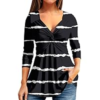 Plus Size Blouses for Women Beatiful Floral Print Long Sleeve Fit Pullover Tops Casual Loose Sexy Cross V Neck Shirts