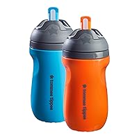 Tommee Tippee 2-Pack Blue and Orange 100% Leak-Proof Insulated Straw Sippy Cups