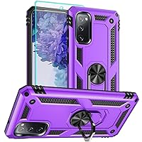 for Samsung Galaxy S20 FE Case, Samsung S20 FE Case with HD Screen Protector, [Military Grade 16ft. Drop Tested] Ring Shockproof Protective Phone Case for Samsung Galaxy S20 FE,Purple