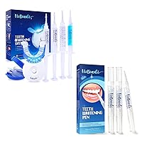 VieBeauti Ultimate Teeth Whitening Bundle - LED Whitening Kit and Whitening Pen Set, 35% Carbamide Peroxide, 5X LED Light, Mint Flavor, Effective, Painless, Travel-Friendly, Professional Results at Ho