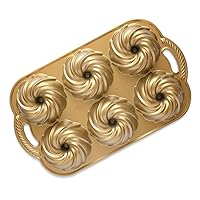 Nordic Ware Swirl Bundtlette Pan, 6-Cavity, Gold