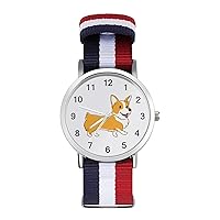 Cute Corgi Men's Watches Minimalist Fashion Business Casual Quartz Wrist Watch for Women