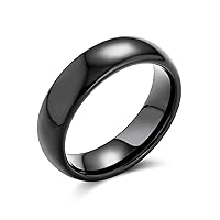 Bling Jewelry Personalize Plain Simple Dome Couples Black Silver Rose Gold Plated Titanium Wedding Band Ring For Men Women Comfort 6MM Size 4-14