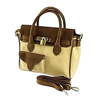 Mini Handbag in Canvas/Genuine Leather Made in Italy. Detachable shoulder strap. Antique Brass tone hardware - Rope color - Dimensions: 24 x 20 x 12 cm