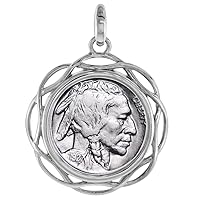 Sterling Silver Braided Edge Nickel Bezel Pendant for 21 mm Coins Prong Back 5 Cent Coin NOT Included
