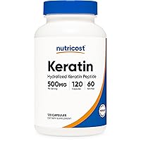 Keratin Hydrolized Peptide Capsules - 500MG, 120 Capsules (60 Servings) - Non-GMO, Gluten-Free Formula